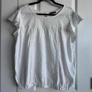 Democracy White Embroidered Bubble Hem Top XL